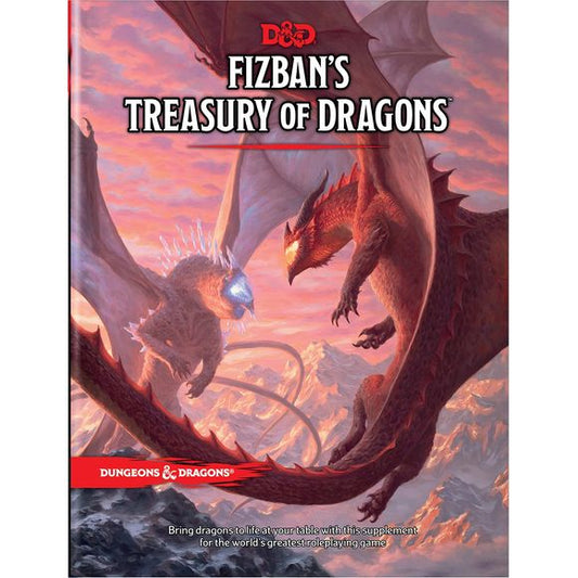 Fizban's Treasury of Dragons is a comprehensive guide to the dragons of the worlds of D&D. It introduces the gem dragons—a family of five dragon kinds—as well as a variety of other Dragons and dragon-related monsters, character options, and inspirations.

It also introduces the myth of the First World, created by the dragon gods Bahamut and Tiamat, giving readers a peek into the role dragons play in the myths of many Material Plane worlds—all with notes and anecdotes from doddering archmage (and avid bake