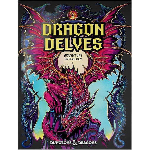 Release Date 7/8/25
This listing is for the alternate art cover version of Dragon Delves.
Meet the dragons of D&D in Dragon Delves, a collection of ten dragon-themed adventures for characters level 1 through 12. Featuring artwork rendered in ten unique styles, these ready-to-play adventures include streamlined prep and quick start guides for Dungeon Masters. Delve into mysterious dungeons, explore captivating fantasy locations, and come face to face with all the chromatic and metallic dragons, each with uni