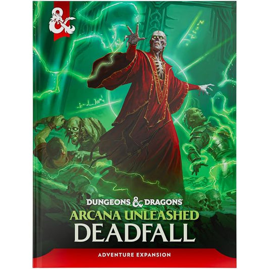 Release Date 09/15/2026
Deep in Thay, a nation notorious for its tyrannical, red-robed wizards, secrets are passed in the dark and a looming threat of unimagined power seeks to crumble societies. Dive into the world of enchanted espionage, fragile alliances, and clandestine missions in Arcana Unleashed: Deadfall, a magical spy thriller adventure built for high level play. This book includes a level 11 to 20 adventure, Thay Gazetteer, 14 magical items, 6 high-CR creatures, 5 chapters with more than 20 dedica