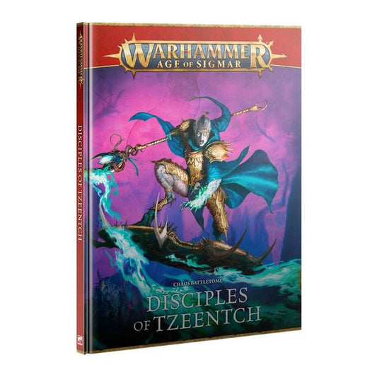 Release date 2/21
This battletome contains 106-pages of rules supplement for Warhammer Age of Sigmar. This battletome is a great resource for playing DIsciples of Tzeentch in games of Age of Sigmar.