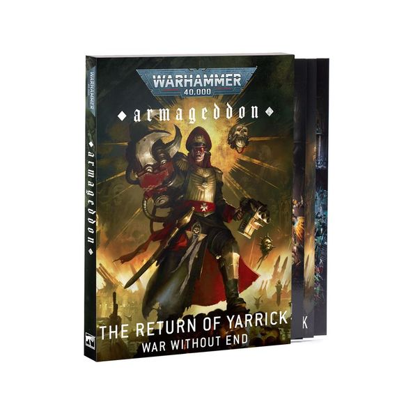 Release Date 5/09/2026
Contents:
– Armageddon: The Return of Yarrick – An 80-page hardcover book featuring lore and background about Armageddon, the Orks who forever attempt to invade it, and the stalwart defenders who seek to repel them.
– Armageddon: The Return of Yarrick – Armoured Gauntlet – A 104-page hardcover book with special rules for playing games with the largest and deadliest miniatures for each faction, plus 12 new missions.
– Armageddon: The Return of Yarrick – Detachments – A 16-page booklet