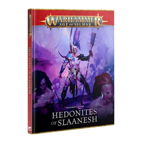 Release Date  7/4/2026
This 98-page hardback book contains:
– Background, art, and fiction exploring the deviant followers of the Dark Prince
– A description of their many diverse units, along with detailed photography and artwork
– Faction rules including battle traits, battle formations, heroic traits, artefacts of power, Manifestations, and Prayers
– 28 warscrolls, covering every unit
– A Spearhead guide, including gameplay and hobby advice, along with its own set of warscrolls and army abilities for the