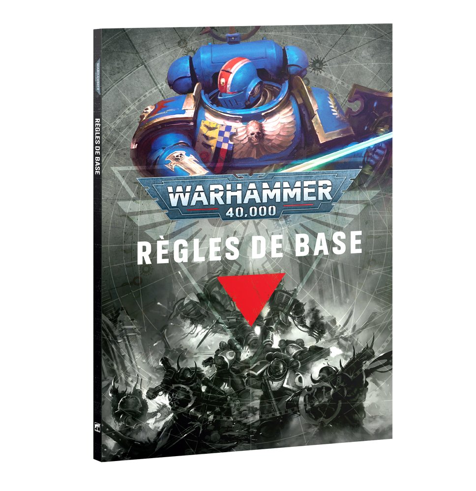 (This book is printed in French)
This 88-page softcover book contains:
– Basic rules: Essential rules concepts, including how to use datasheets, move, and attack with your miniatures.
– The Battle Round: An explanation of the five phases of turn, including the Command Phase, Movement Phase, Shooting Phase, Charge Phase, and Fight Phase.
– Battlefield and Tactics: This section explains how to create an exciting battlefield using terrain and objectives, and how to use tactical tools in the form of stratagems