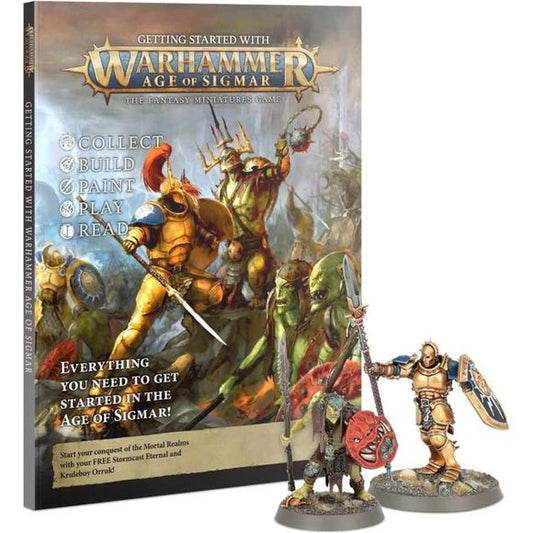 Begin your journey into the Mortal Realms with this magazine
Learn how you can collect, build, paint, and play games with Citadels miniatures
Includes two models - a Stormcast Eternals Vindictor and a Kruleboyz Gutrippa
These miniatures are supplied unpainted and require assembly