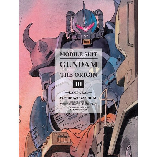 In the third volume of Gundam the Origin, the White Base is on the run after a successful attack against the Zeon forces in Los Angeles. As they refuel en-route to their Federation base in Jaburo, hidden in the heart of the Amazonian jungle, the crew learns they may be holding on to a new weapon just as valuable as their new Mobile Suit. On the Zeon side, their leadership has been shaken to its core. A grand ceremony is produced in honor of a fallen Zabi youth. Shocked by this death, there are many within t