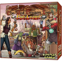 The adventure is over, but the party is just getting started! Survive a wild night at the tavern, where you’ll roughhouse with your friends, have a few drinks, and try not to pass out or go broke. The last player standing wins!But what happens when you’re getting a little bored with the same old drinks, the same old gambling, and the same old atmosphere? You go on a Pub Crawl!The Red Dragon Inn 8 is a new 2-5 player standalone expansion to The Red Dragon Inn series of games. In this expansion, you and up to