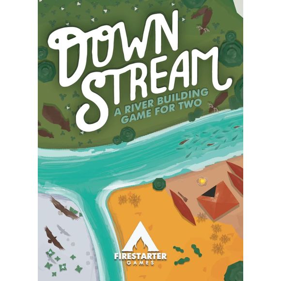 Add cards to a growing river ecosystem and carefully arrange the right symbols on your side of the water in this puzzly game of give and take!

Downstream is a 2 player card laying game where players create a river together, attempting to enrich their own shoreline without helping their opponent accross the river.

On your turn, you'll add a card to the growing river ecosystem; either extending the flow of water or the existing banks. You'll be competing over a different set of objectives in each game, the