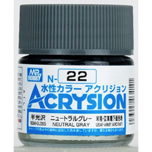GSI Creos MR. Hobby Aqueous Acrysion N22 Neutral Gray 10mL Acrylic Model Paint | Galactic Toys & Collectibles