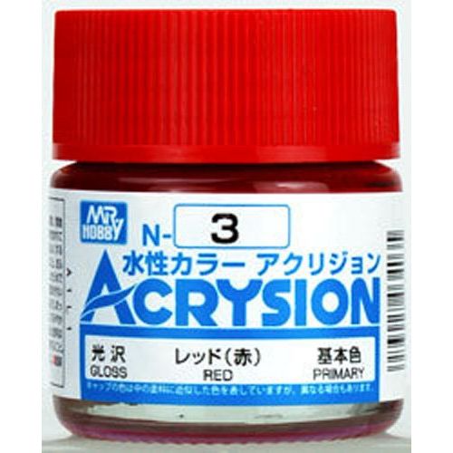 GSI Creos MR. Hobby Acrysion Color N3 Gloss Red 10mL Acrylic Paint | Galactic Toys & Collectibles