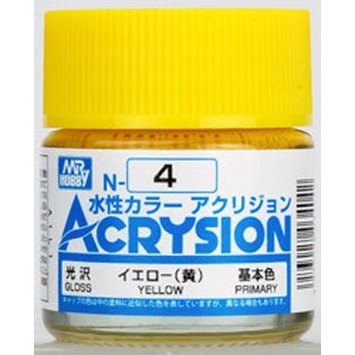 GSI Creos MR. Hobby Acrysion Color N4 Gloss Yellow 10mL Acrylic Paint | Galactic Toys & Collectibles