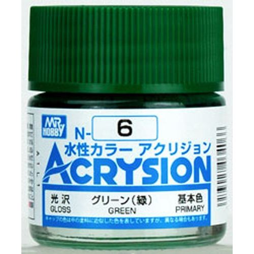GSI Creos MR. Hobby Acrysion Color N6 Gloss Green 10mL Acrylic Paint | Galactic Toys & Collectibles
