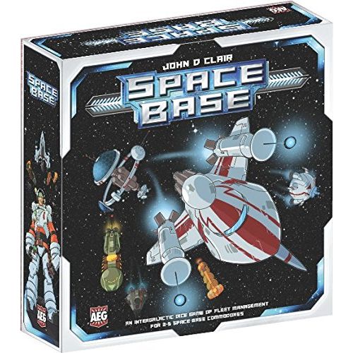 "An intergalactic dice game of fleet management for 2-5 Space Base Commodores. As the commodore of a Space Base, your job is to draft new ships into your fleet to work and patrol the 12 sectors under your watch. Use cargo vessels, mining ships, and deploy carriers to earn profits and expand your influence. Only one Space Base commodore will be promoted to U.E.S. Admiral of the Fleet! Space Base is a dice game where players draft ships into their Space Base. Every turn, no matter whose turn, players harvest