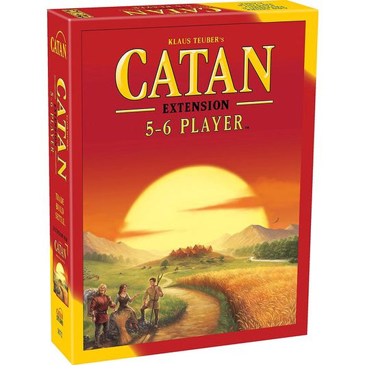 Now five to six players can explore and settle Catan!

In the Catan: 5-6 Player Extension you control a group of settlers exploring and taming the uncharted lands of Catan. Embark on a quest to settle the rich island, competing against more opponents for added fun. 

●      Add 1-2 more friends or family without sacrificing ease of play.

●      Add green and brown settlers and expand your island with 2 more harbors and 11 unique, new terrain tiles.

This is NOT a complete game! It is only a game ex