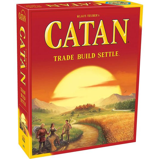Your adventurous settlers seek to tame the remote but rich isle of Catan. Start by revealing Catan’s many harbors and regions: pastures, fields, mountains, hills, forests, and desert. The random mix creates a different board virtually every game.

 

●     No two games are the same!

●     Embark on a quest to settle the isle of Catan!

 

Guide your settlers to victory by clever trading and cunning development. Use resource combinations— grain, wool, ore, brick, and lumber—to buy handy developmen