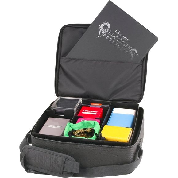 Premium, heavy duty fabric shell. 10 Modular inserts allow for customized interior compartments to suit individual needs. 12" wide pocket to hold rule books, pamphlets or Ultra PRO 9-Pocket portfolios. Adjustable padded shoulder strap extends up to 60" in length. (Accessories not included)