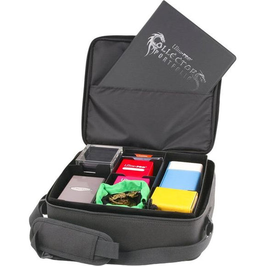 Premium, heavy duty fabric shell. 10 Modular inserts allow for customized interior compartments to suit individual needs. 12" wide pocket to hold rule books, pamphlets or Ultra PRO 9-Pocket portfolios. Adjustable padded shoulder strap extends up to 60" in length. (Accessories not included)