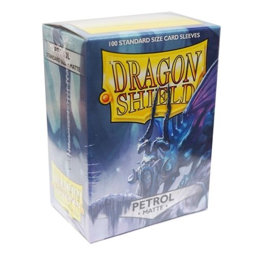 Dragon Shield Matte sleeves are designed to protect your gaming cards against the wear and tear of play use. The uniquely textured back ensures ease of shuffling. Dragon Shield Matte are tough polypropylene sleeves made to fit both casual and competitive play. Every box has a printed label for labeling your favorite decks. All boxes are made of sturdy cardboard with original dragon artwork. All sleeves are completely PVC free. The box design fits 75+ gaming cards including sleeves for easy storage of your d