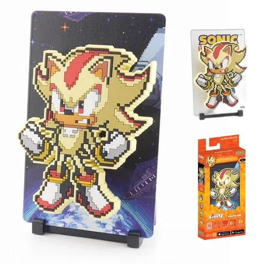 <p><strong>FiGGYZ Sonic the Hedgehog – Super Shadow 11 cm Magnetic Collectible Figure</strong> brings the powered-up hedgehog to life in bold pixel-art style. This officially licensed Sonic collectible features a magnetic design, reversible metal backing plate, and display stand, making it easy to showcase on a shelf, desk, refrigerator, or other magnetic surface.</p>

<p>Measuring approximately 11 cm tall, Super Shadow is a compact display piece for Sonic the Hedgehog fans, gamers, and collectors. A great