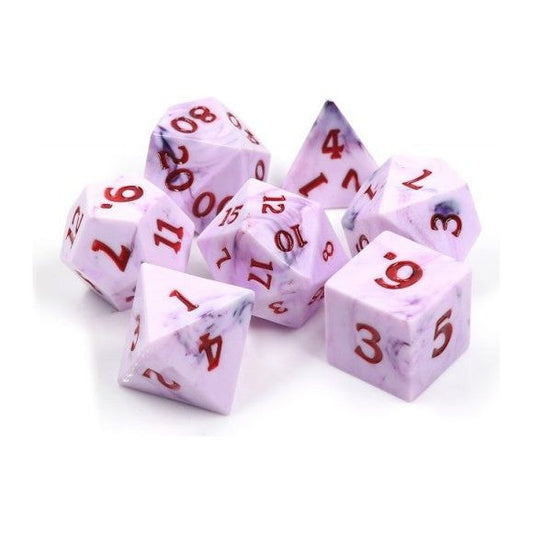 Galactic HD Dice Sets - All Hallows Eve (Marbled Pink & Gray) Acrylic Set of 7 Dice | Galactic Toys & Collectibles