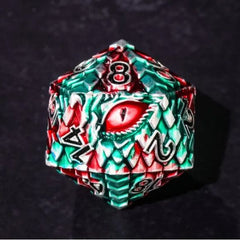 Galactic Dice Premium Dice Sets - Green & Red Dragon Set of 7 Dice with Tin