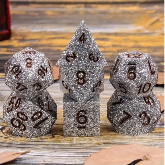 Galactic Dice Acrylic HD Dice Sets - Silver Castle Set of 7 Dice w/ Metal Tin | Galactic Toys & Collectibles