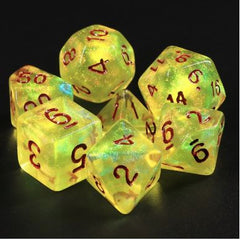 Galactic Dice Acrylic HD Dice Sets - Lemon Yellow (Yellow & Brown) Set of 7 Dice | Galactic Toys & Collectibles