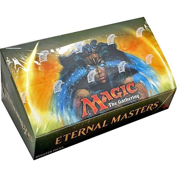 Draft Through Eternity. Take a step outside time with Eternal Masters. This exciting set lets you draw on the most sought-after cards from throughout the history of Magic--some with new artowrk--to enchance your favorite Vintage or Legacy format decks. Open the box and crack open your boosters for a limited play experiance like nothing you've ever seen before. This External Masters box contains 24 booster packs, each with 15 randomly inserted game cards, including one premium card in every pack.