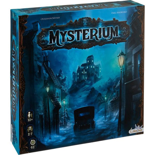 A horrible crime has been committed on the grounds of Warwick Manor and it's up to the psychic investigators to get to the bottom of it. In Mysterium, one player takes on the role of the ghost and over the course of a week, tries to lead the investigators to their culprit. Each night the team will be met with visions, but what is the ghost trying to tell you? Can the psychics determine the weapon, location and killer or will a violent criminal pull off the perfect murder? CONTENTS: 6 Intuition tokens, 6 sle