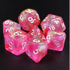 Galactic Dice Acrylic HD Dice Sets - Pink Bunny (Pink, Yellow, & White) Set of 7 Dice | Galactic Toys & Collectibles