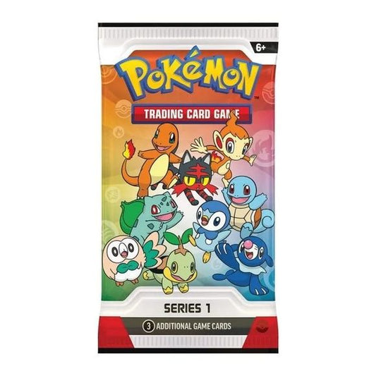 Booster pack from First Partner Illustration Collection Series 1 box

Includes the following:
1 Pokémon TCG Promo booster pack containing 3 of 9 promo cards