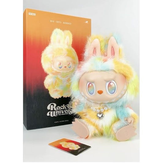 Step into the cosmos with this limited-edition collector’s plush! Featuring a one-of-a-kind tie‑dye fur, each piece is uniquely yours. Crafted from premium vinyl and plush, and adorned with a removable pearl‑and‑alloy heart necklace, this cosmic Labubu is as expressive as it is huggable.

Authenticity QR code has NOT been redeemed yet, and buyer will be able to redeem to verify authenticity.  Finish your collection of Labubu's today!