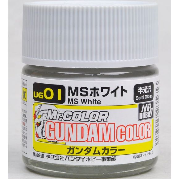 GSI Creos MR. Hobby Mr Gundam Color UG01 MS White 10mL Semi-Gloss Paint | Galactic Toys & Collectibles