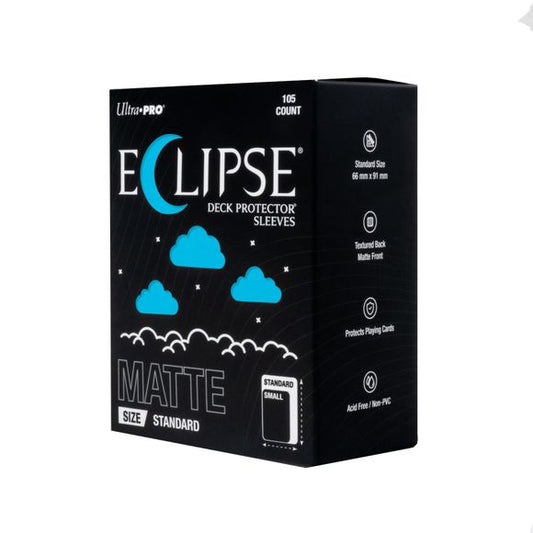 The next evolution of Ultra PRO's legendary ECLIPSE DECK PROTECTOR sleeves is here. Experience the enhanced texture, optimized shuffle feel, and the rigorously tested, consistent quality of the latest ECLIPSE formulation. Designed for competitive play and archival collections, ECLIPSE DECK PROTECTOR sleeves feature fully-opaque backings and split-resistant seals. ECLIPSE DECK PROTECTOR sleeves are available in matte and gloss fronts, standard and small sizes, and 10 vibrant colors.